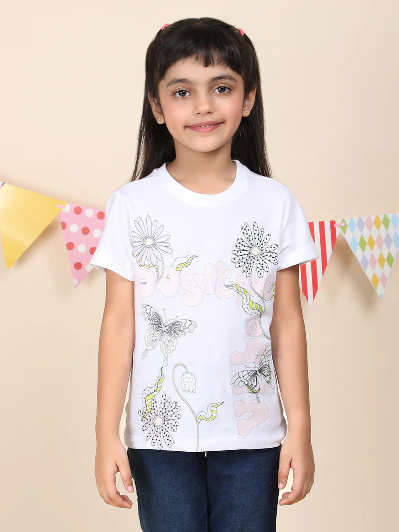 Fabyh Girls Positive Vibes - White